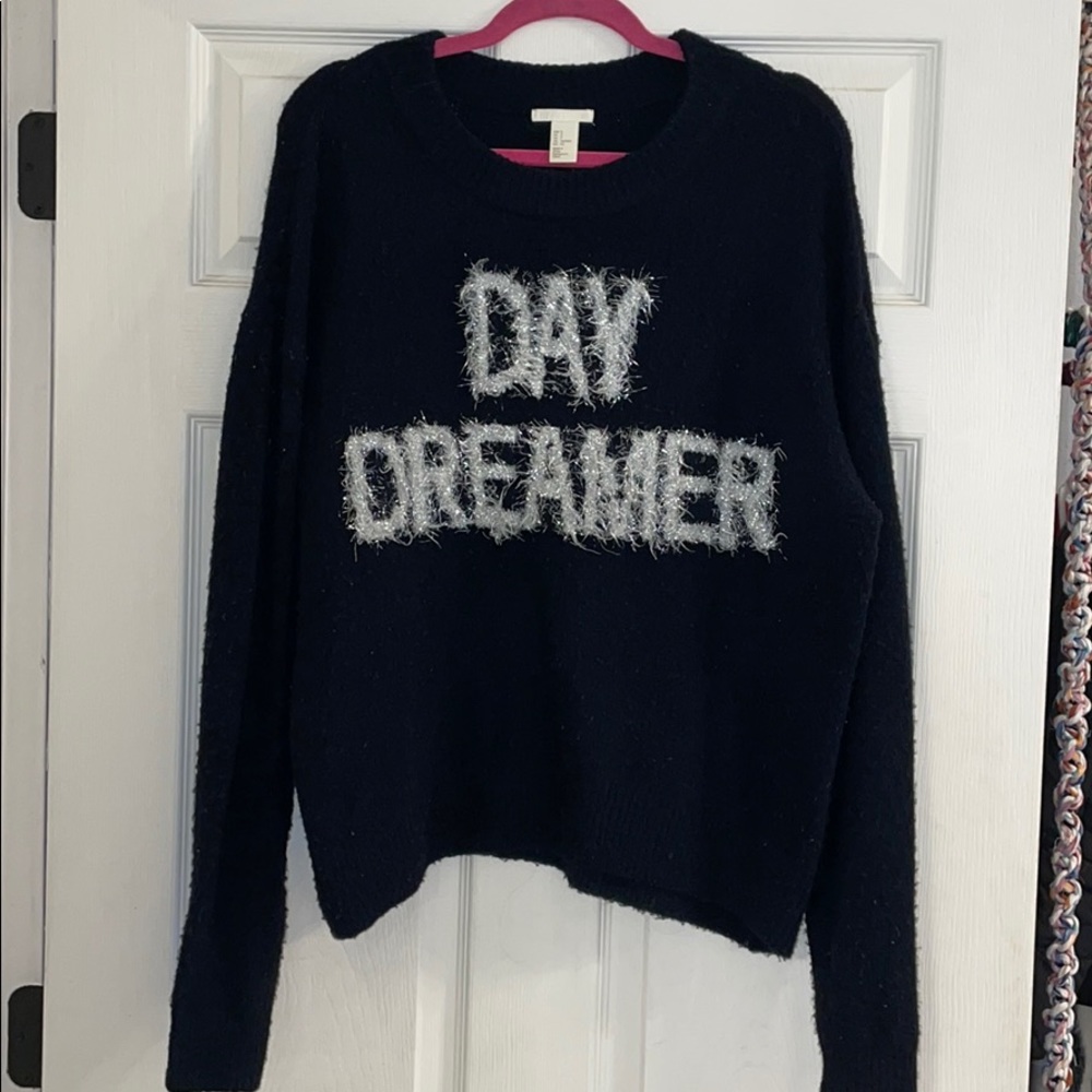 H&M day dreamer sparkle sweater small black